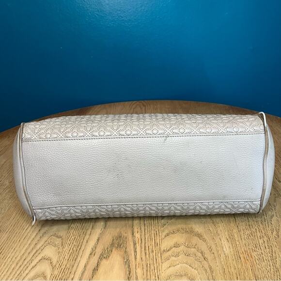 Tory Burch Embossed Leather Bryant East West Tote Gray Shoulder Bag Le Fleur - Picture 5 of 15